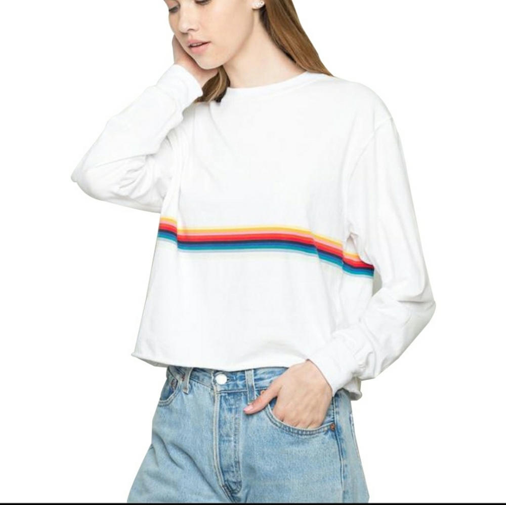 Oversized Cropped Rainbow Sweatshirt